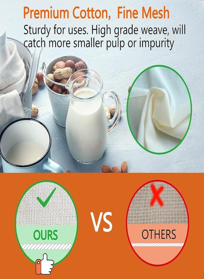 OREAYU Cotton Cheese Nut Milk Cloth Bag for Kitchen, Unbleached Reusable Cotton Bags for Straining Juice as Strainer, Masala Potli, Spice Bag, Paneer, Curd, Cheese, 10x7inches 4 Pcs - Image 2
